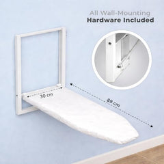 JAIMINI Home Foldable Wall Mounted Ironing Board | Space Saving Iron Table | Heavy Duty Frame, Smooth Ironing Surface, Easy Release Lever, Removable Cover | DIY Assembly