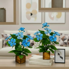 fancymart Artificial Flower Plant Home Décor with Small Size Pot | Pack of 2 | Plant Hanging for Home Decor | Office Decor (DESIGN-01)