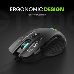 SpinBot Clutch GT900 with 7200 DPI Gaming Sensor and 8 Programmable Buttons RGB Wired Optical Gaming Mouse (USB 2.0, Black)