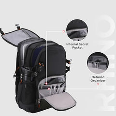 HARISSONS RHINO Laptop Backpack | 30L | Fits 15.6” Laptop | 420D PU-Coated Polyester & Vegan Leather | Office, Commute & Travel | Laptop Protection, Trolley Sleeve, Organizer (Grey)