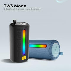 pTron Fusion Buzz 14W Bluetooth Speaker with Pristine Sound, 8hrs Playback, Rhythmic RGB LEDs, Multi-Play Modes BT5.3/TF Card/USB, TWS Feature, Integrated Button Controls, Type-C Charging (Blue)