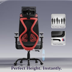Furnivo Titan Ergonomic Office Chair for Home & Office | Adjustable Armrests | 120 Recline | Lumbar Support | Thick Cushioned Seat | Heavy-Duty Base | 3 Years Warranty (Eco Black Red)