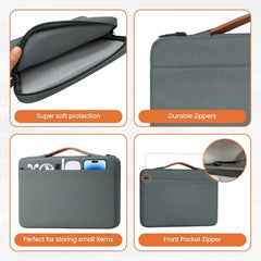 Dyazo 15.6 Inch Laptop Sleeve with Handle & Front Accessory Pocket with Organized Compartments | Soft Interior Padded Protective Case | Compatible for MacBook, HP, Dell, Lenovo, Asus & More (Grey)