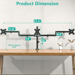 WALI Triple Monitor Mount, Three Desk Mount Fits 13-27in Screens,Holds up to 22lbs, Multiple Monitor Stand with Tilt, Swivel, Rotation, VESA 75x75,100x100mm(M003S), Black