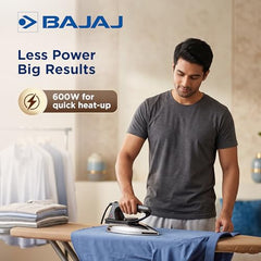 Bajaj DX-2 600W Dry Iron | Advance Soleplate And Anti-Bacterial German Coating Technology | 180 Degree Swivel Cord | Cool Touch Handle | 2-Yrs Warranty 【Black】