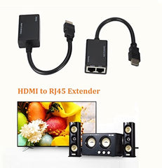 sartyee 2 PCS HDMI Extender Over Cat5e/6, Ethernet to HDMI RJ45 Ethernet Network Adapter, Support 1080p UP to 30m/98ft Video and Audio for HDTV HDPC PS4 STB (HDMI to RJ45 1 to 2)