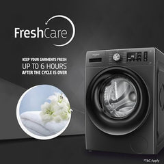 Whirlpool Smart Choice 9 Kg Steam Wash Technology 5 Star Inverter Front Load Fully Automatic Washing Machine with In-Built Heater (SUPREME CARE 9014-E, Midnight Grey, 100+ Tough Stains, 1400 RPM)