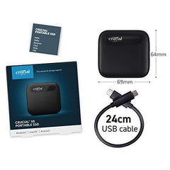 Crucial X6 4TB Portable SSD, Up to 8000MB/s, USB 3.2 USB-C, External Solid State Drive, Reliable Storage for Xbox, PS5, PC and Mac, for Casual Gamers & Home Usage, Black - CT4000X6SSD9