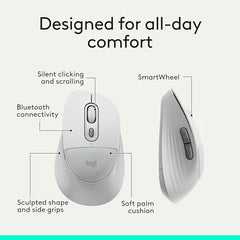 Logitech Signature Comfort Plus M850 L Wireless Mouse, Bluetooth Mouse with Palm Cushion, Silent Clicks, 24-Month Battery, Customizable Buttons, for Windows, Mac, iPad - Graphite