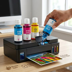 D-tron GT51/GT52 Compatible Refill Ink for HP 5810 5811 5820 5821 115 116 117 310 315 319 410 415 416 419 457 Printers (Black-2 Colour-3) Pack of 5 - Cyan, Magenta, Yellow, Black