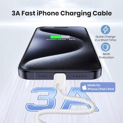 Verilux® 18W USB A to Lighting Fast Charging Cable, 480Mbps Data Synch