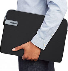 AirCase Neoprene Laptop Sleeve Case Cover for 15.6 Inch MacBook, Dell, HP, Lenovo, More| Water-Resistant, Shockproof Padding, Scratch-Proof| Slim Fit, Wrinkle Free, TSA Security Friendly (Black-Grey)
