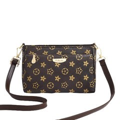 MOMISY Sling Bag with Long Strap for Women Shoulder Zipper Closure Purse Young Ladies (Brown Flower)