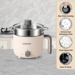 Multipurpose Electric Kettle with Steamer 1.2L | Egg Boiler, Tea & Coffee Maker, Vegetable Steamer | Variable Temperature Control | Double Layer Insulated Body | Wide Mouth | 600W Fast Heating