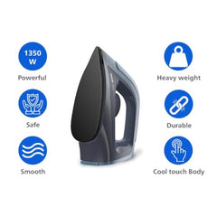 Philips DST0700/00 Hi-Power Heavy Weight Dry Iron | 1350W, Advanced Alloy Non Stick Soleplate, Fluidic Cool Touch Design, Ultra Powerful Performance