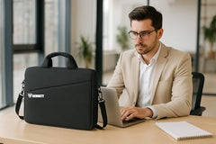 Bennett™ Mystic Unisex Adult Men's Laptop Bag 15.6 inch Side Shoulder Briefcase Satchel Messenger Business Bags for Men & Women Front Pocket for Laptop Accessories - Black (6 Month Warranty)