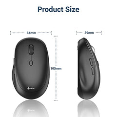 iClever Wireless Mouse, MD165 Dual Mode Wireless Mouse, Bluetooth Type-C Rechargeable Mouse, 2.4G Wireless Computer Mice with USB Receiver, 3 Device Connection for Windows 7/8/10, Mac, iOS, Android
