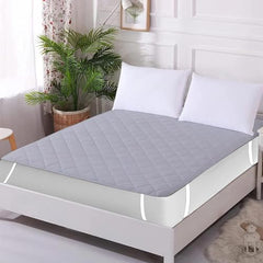 Trance Home Linen 100% Cotton Quilted Mattress Protector Single Siz Bed| Quilted Bed Cover |Water Resistant | Breathable 100% Cotton Pad with Elastic Straps on Corners (75x36 inch, Beige)