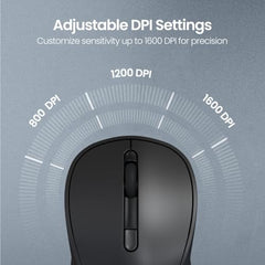 Portronics Toad 34 Wireless Mouse with 2.4 GHz Wireless, Adjustable Sensitivity, USB Receiver, Ergonomic Design, for Laptops, Desktops PC, Mac (Black)
