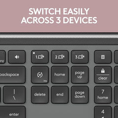 Logitech MK950 Signature Slim Wireless Keyboard and Mouse Combo, Sleek Design, Quiet Typing and Clicking, Switch Across Three Devices, Bluetooth, Multi-OS, Works with Windows and Mac - Graphite