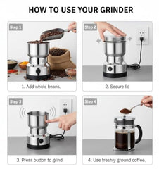 DhimahiEnterprisess Electric Coffee and Spice Grinder, 150W Stainless Steel Mini Grinder for Dry Masala, Coffee Beans, Nuts and Seeds, Multipurpose Kitchen Appliance