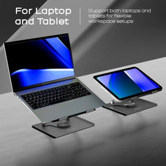 Zebronics NS5500 Rotatable Laptop Cooling Stand, Up to 17-Inch, 360° Rotation, Metal Body, USB Powered Cooling, LED Lights, 3 USB, 2 Type-C Ports, Multi-Angle, Foldable, 5kg Capacity,Anti Rust (Black)