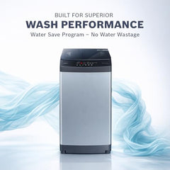 Bosch 7 kg 5 Star Fully Automatic Top Load Washing Machine,PowerWave Wash,Inbuilt Dual Lint Filter, Stainless Steel VarioDrum with 5 fin Pulsator, Water Save, Flex Drain, Dark Grey (WOE70AH0IN)