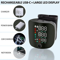 JEJDA Automatic Digital Wrist Blood Pressure monitor with Large LCD Screen, Pulse & Heart Rate Tracking, Adjustable Comfortable Cuff for Easy Home Monitoring