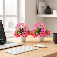 fancymart Artificial Flower Plant Home Décor with Small Size Pot | Pack of 2 | Plant Hanging for Home Decor | Office Decor (DESIGN-01)