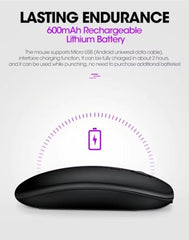Wireless Mouse, Bluetooth and 2.4G Dual Mode, Rechargeable (White)