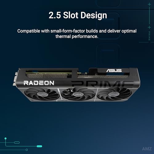 ASUS Prime Radeon RX 9060 XT 16GB GDDR6 OC Edition Graphics Card (PCIe 5.0, HDMI/DP 2.1, 2.5-Slot Design, axial-tech Fans, Dual Ball Fan Bearings, Dual BIOS, GPU Guard)