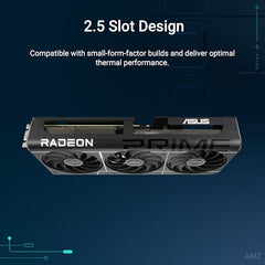 ASUS Prime Radeon RX 9060 XT 16GB GDDR6 OC Edition Graphics Card (PCIe 5.0, HDMI/DP 2.1, 2.5-Slot Design, axial-tech Fans, Dual Ball Fan Bearings, Dual BIOS, GPU Guard)