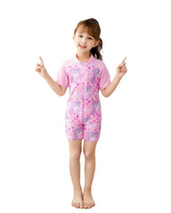 SYGA Children's Swimsuits for Girls Horse with Flowers and Stars-L Size Perfect for Kids Age 5-6 Years Old (Pink)