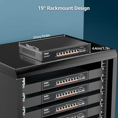 YuanLey 18 Port 2.5G PoE Switch Unmanaged, 16 x 2.5G Base-T PoE Ports, 2 x 10G RJ45 UpLink, IEEE802.3af/at, 250W, Compatible with 100/1000/2500Mbps, Metal Case, 2.5Gbe Network Switch
