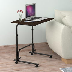 TABLE MAGIC- BADE Multipurpose Laptop Table Mat Finish - Adjustable, Foldable, Portable, Engineered Wood Top with Footrest, Top Size 60 * 45cm (Beige- Wenge)