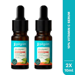 Pilgrim 10% Vitamin C Face Serum for Glowing Skin with Niacinamide - 10ml | 5% Niacinamide & Glutathione, Brightening, Fades Dark Spots & Evens, Dullness, Sensitive Skin Safe, Oil Free, All Skin Types