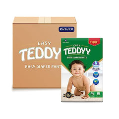 TEDDYY Easy Baby M Size Diaper Tape Style |126 Count (Medium) | 6-11 kgs (Pack of 2) | Quick Absorbency | Extra Super Soft | Anti - Bacterial | Wetness Indicator with Adjustable Grip Tapes