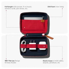 DailyObjects Leather Travel Electronic Accessories Storage Bag | Portable Gadget Organizer Case | Tech Kit Pouch for Cables, Drives, Chargers, Adapters, Power Banks | Charger Wire Organiser - Yellow