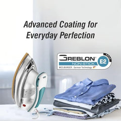 Baltra Casual 750 Watts Dry Iron | Non Stick Coated Soleplate | Light Weight | Adjustable Temperature Control | Cotton Braided Swivel Cord | Press Iron for Clothes | 2 Years Warranty