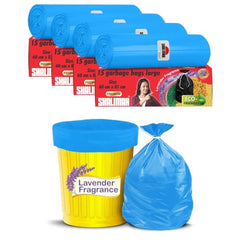 Shalimar Premium Scented Garbage Bags | Medium 19 X 21 Inches | 120 Bags (30 Bags X 4 Rolls) | Lavender Fragrance | Dustbin Bag/Trash Bag | (Blue) - Perforated Box for Easy Dispensing