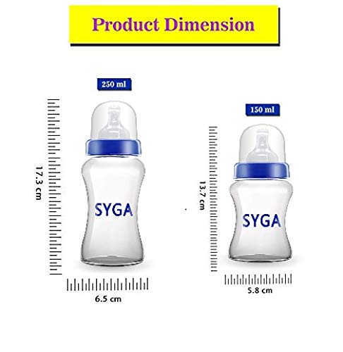 SYGA Feeding Bottle BPA Free Non Colic Extra Safe Feeding Bottle Pack of 2, 150ml and 250ml Wide Neck Baby(Blue)