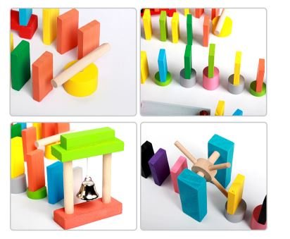 SYGA 120 Pieces 12 Colors Wooden Standard Competition Domino Children Early Educational Toys