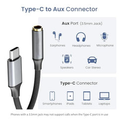 Type C to 3.5mm Audio Jack Connector with DAC Headphone Converter Adapter Compatible with iPhone 15 Pro Max/15Pro/15Plus Series/Galaxy/OnePlus/Google/Nothing & Other Type C Phones, Warranty
