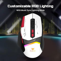 EvoFox Blaze 2 Plus Wired Gaming Mouse, 16,000 DPI, 1000Hz Polling Rate, 8 Programmable Buttons, RGB Lighting, Lightweight 98g, 220 IPS, 30G Acceleration, Windows & Mac Web Customization App