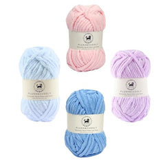 NESTNHAVEN , Plush & Cuddly Sets 2.0 , Chenille Yarn Supersoft Hand Knitting Wool Ball, set of 4 , 400 grams (1 Ball/100 Gram Each) Suitable for Craft, Babywear, Toys , Baby Blankets , 5 Bulky, Shades - NNHS 2.0 (Set 26 baby Pink , lilac , hot pink…