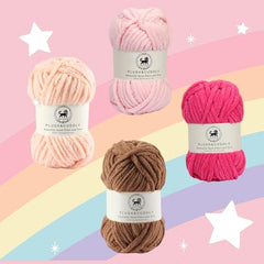 NESTNHAVEN , Plush & Cuddly Sets 2.0 , Chenille Yarn Supersoft Hand Knitting Wool Ball, set of 4 , 400 grams (1 Ball/100 Gram Each) Suitable for Craft, Babywear, Toys , Baby Blankets , 5 Bulky, Shades - NNHS 2.0 (Set 26 baby Pink , lilac , hot pink…
