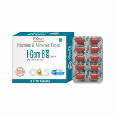 Rkeon I-Gem 6 Multivitamin Tablet For Men and Women | Essential Vitamin C & Minerals Blend | Best in Eye Supplement | Good for bone and joint health | Pack of 30 Tablet