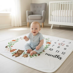MOMISY Baby Milestone Blanket and Props for Baby's |1 to 12 Months Prop |Baby Bedding |Ac Room Blanket for Summer|Newborn| Infants Winter Blanket(BearFlower)