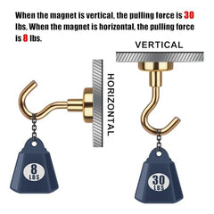 RULOKSHA Heavy Duty Magnetic Hooks, Holds Up to 13.6 kg (30 lbs), Strong Neodymium Rare Earth Magnets with Nickel Coating for Kitchen, Refrigerator, Office, Garage & Home (Silver, 3)