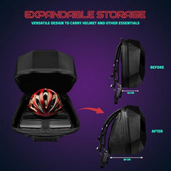 Hookaba Eye Rover LED Backpack 31L (Black) | Motorcycle Riding Bag With Programmable Screen | App Control & Water Resistant | Unisex Expandable Daypack For College, Travel, Laptop, Helmet